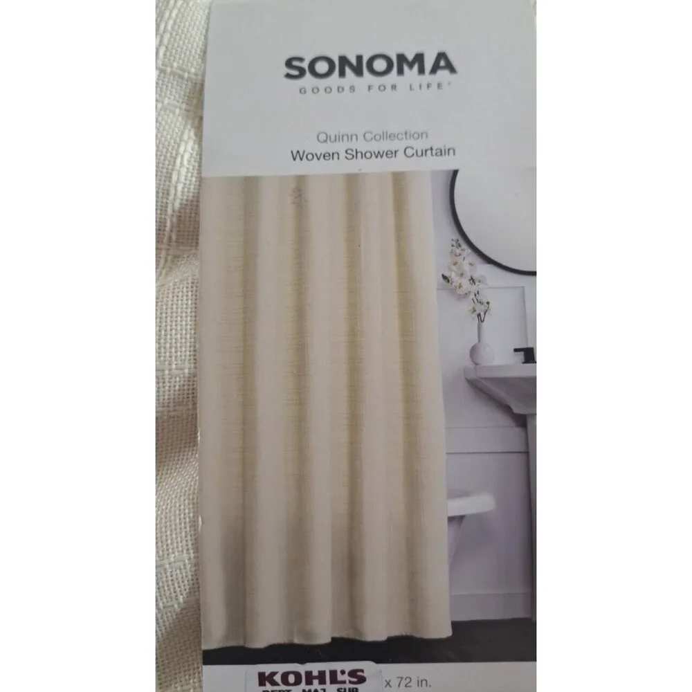 NEW Kohls Sonoma Shower Curtain Ivory Beige Woven Quinn Collection OEKO-TEX